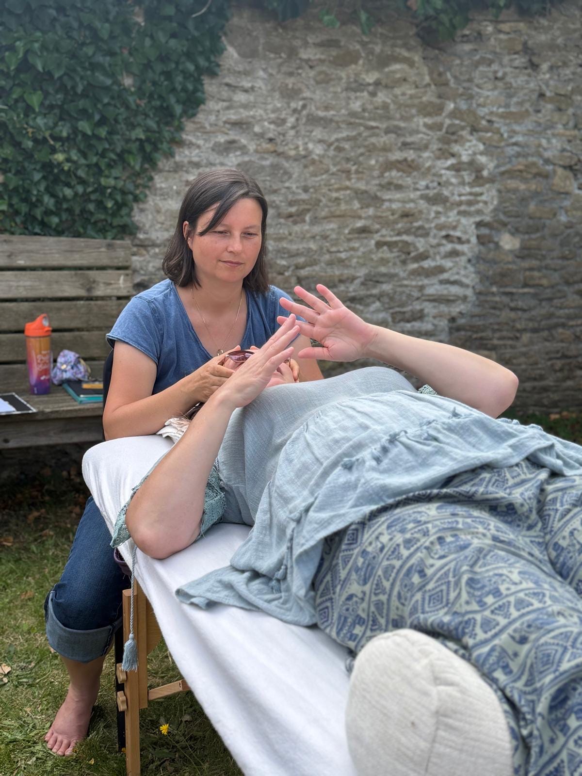 Berni-Sewell-EEM Dr Berni Sewell giving an Eden Energy Medicine treatment